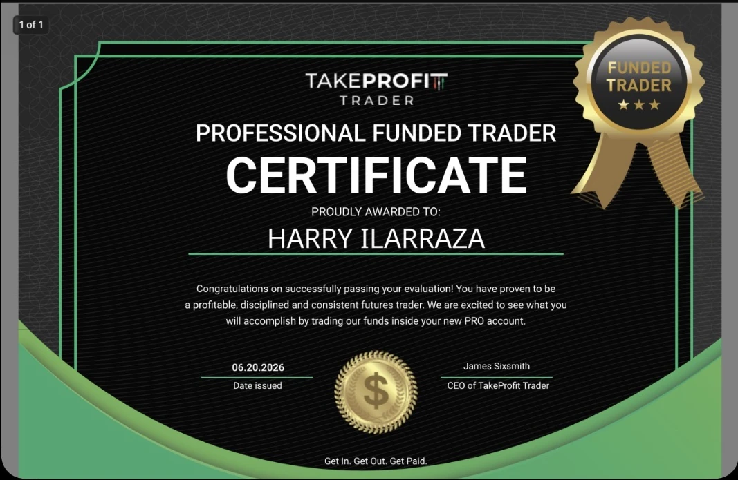 TakeProfit Trader professional funded trader certificate