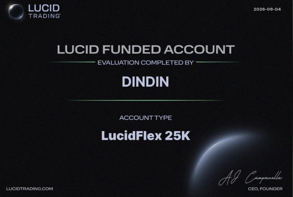 Lucid Trading LucidFlex 25K funded account certificate