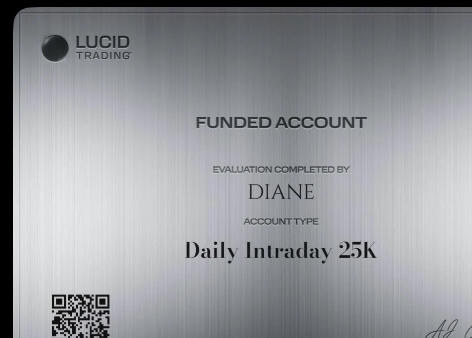 Lucid Trading Daily Intraday 25K funded account certificate