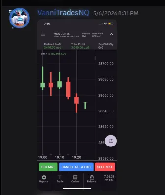 VanniTradesNQ P&L screenshot
